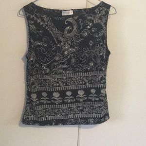 Black and white poly top
